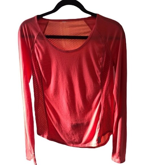 Under Armour Mesh Running Orange Long Sleeve Top Size Small - Picture 1 of 10